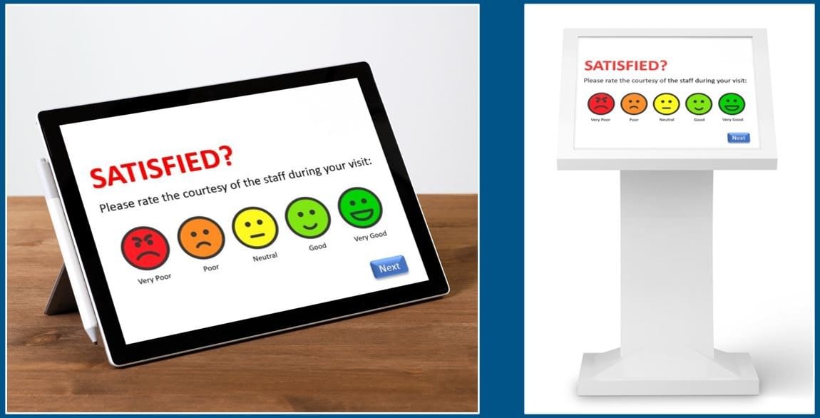 Customer feedback by tablet or touchscreen