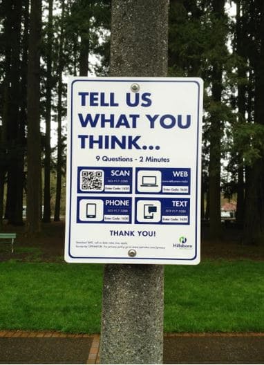 Outdoor Request for Feedback in a Park