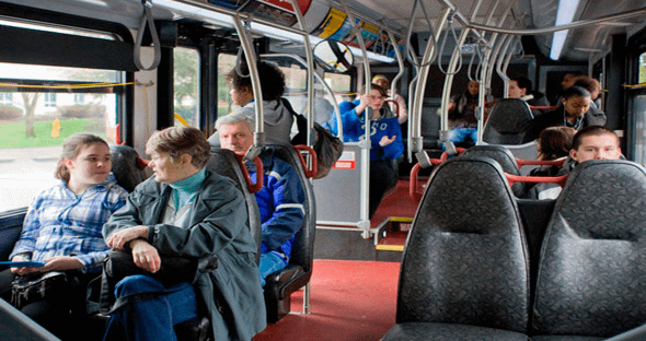 Commuters on bus