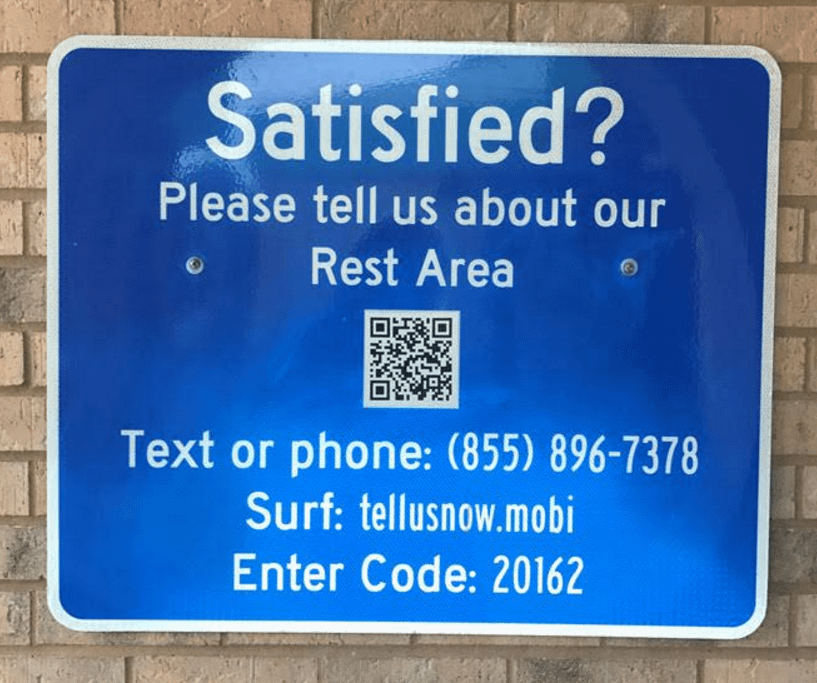 Florida DOT rest area feedback sign