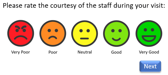 Smiley face feedback rating scale