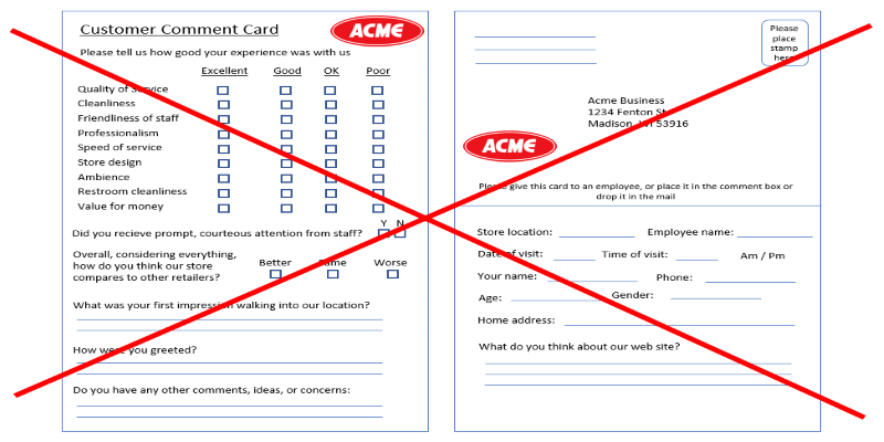 Comment Cards for Feedback are a bad idea