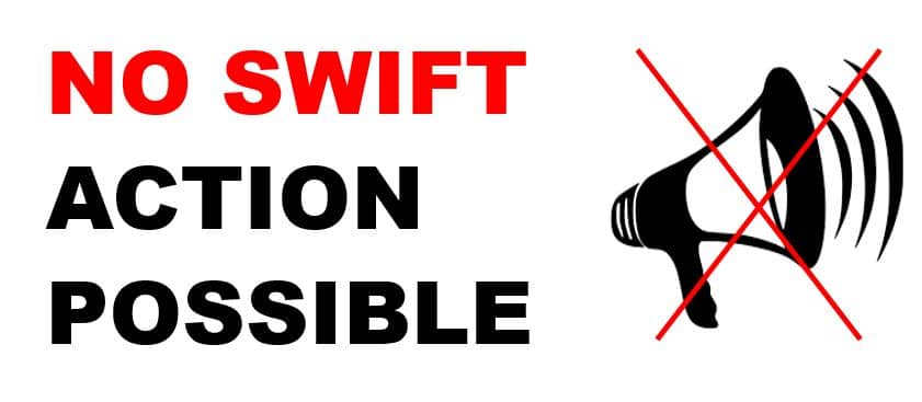 No swift action by the business possible with a comment card