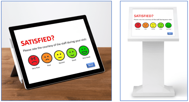 Smiley feedback on a tablet or touchscreen