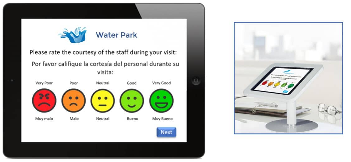 Park visitor feedback using a kiosk or tablet