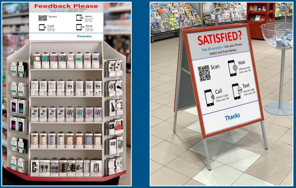 Request for in store shopper feedback signage
