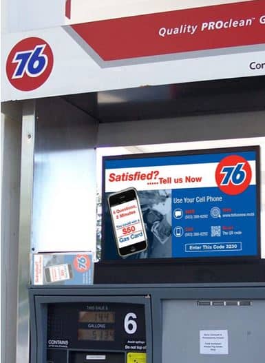 Gas pump customer feedback sign