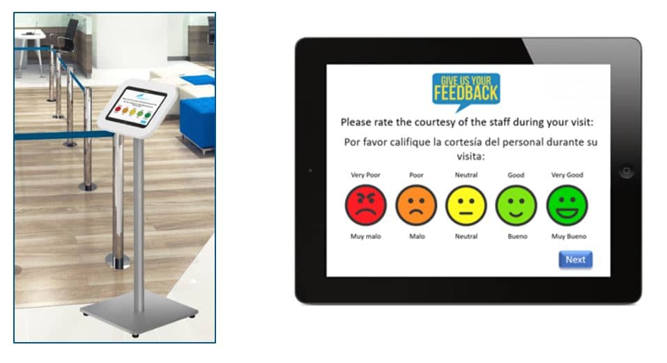 Guest feedback using a tablet and smiley faces