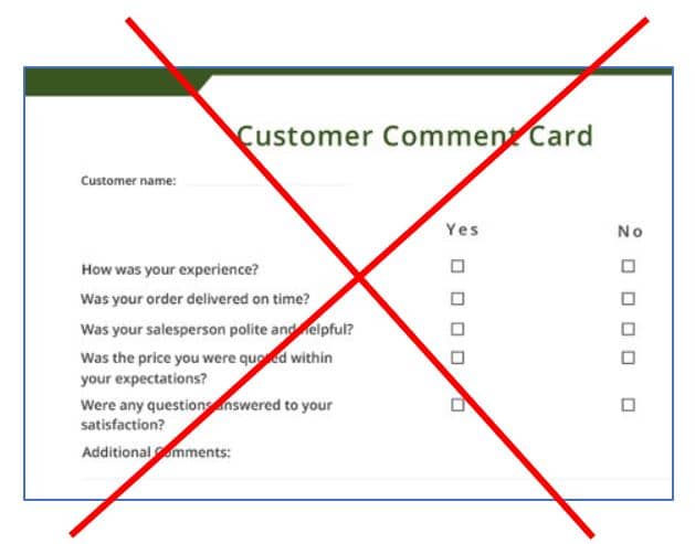 Restaurant Comment Card – A Bad Idea
