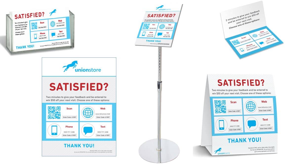 Requesting feedback signs in a retail store