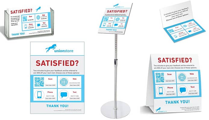 Requesting feedback signs in a retail store