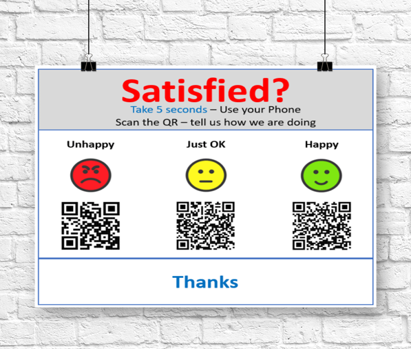 Wall sign for smiley face feedback 