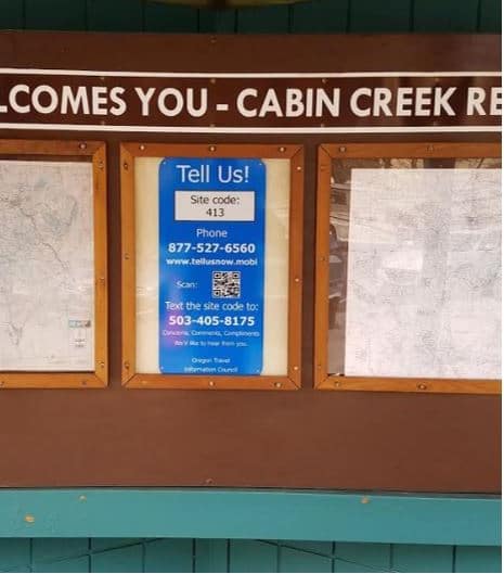 Oregon rest area visitor feedback sign